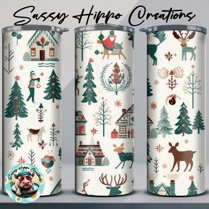 Skinny Tumbler Christmas Scene Holidays 20oz Stainless-Steel Hand Sublimated